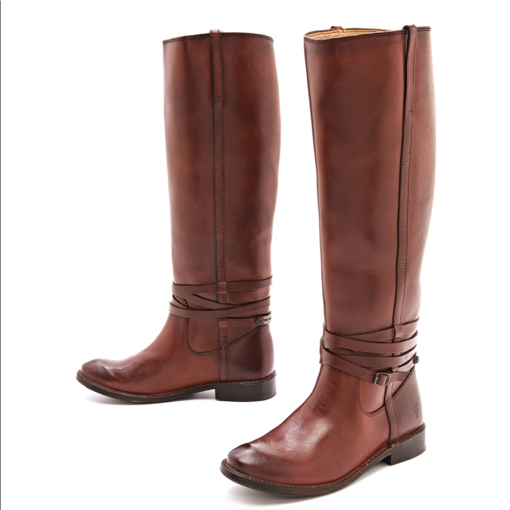 Frye Shirley riding plate boot in light cognac